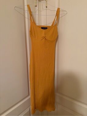 Reformation Mustard Ribbed Bustier Dress